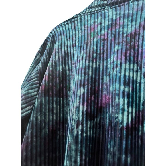 CHICOS Size 1 M Blue Purple Stripe Velvet Velour Kimono Open Topper Jacket - Picture 2 of 5